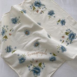 Free People white with blue flowers floral embroidered handkerchief bandana.